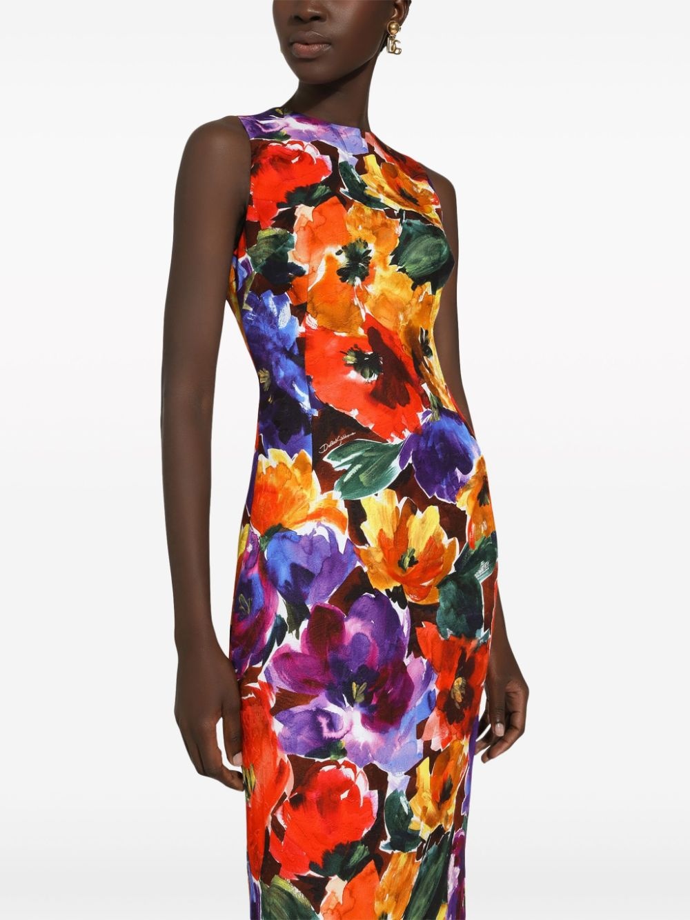 abstract floral-print midi dress - 5