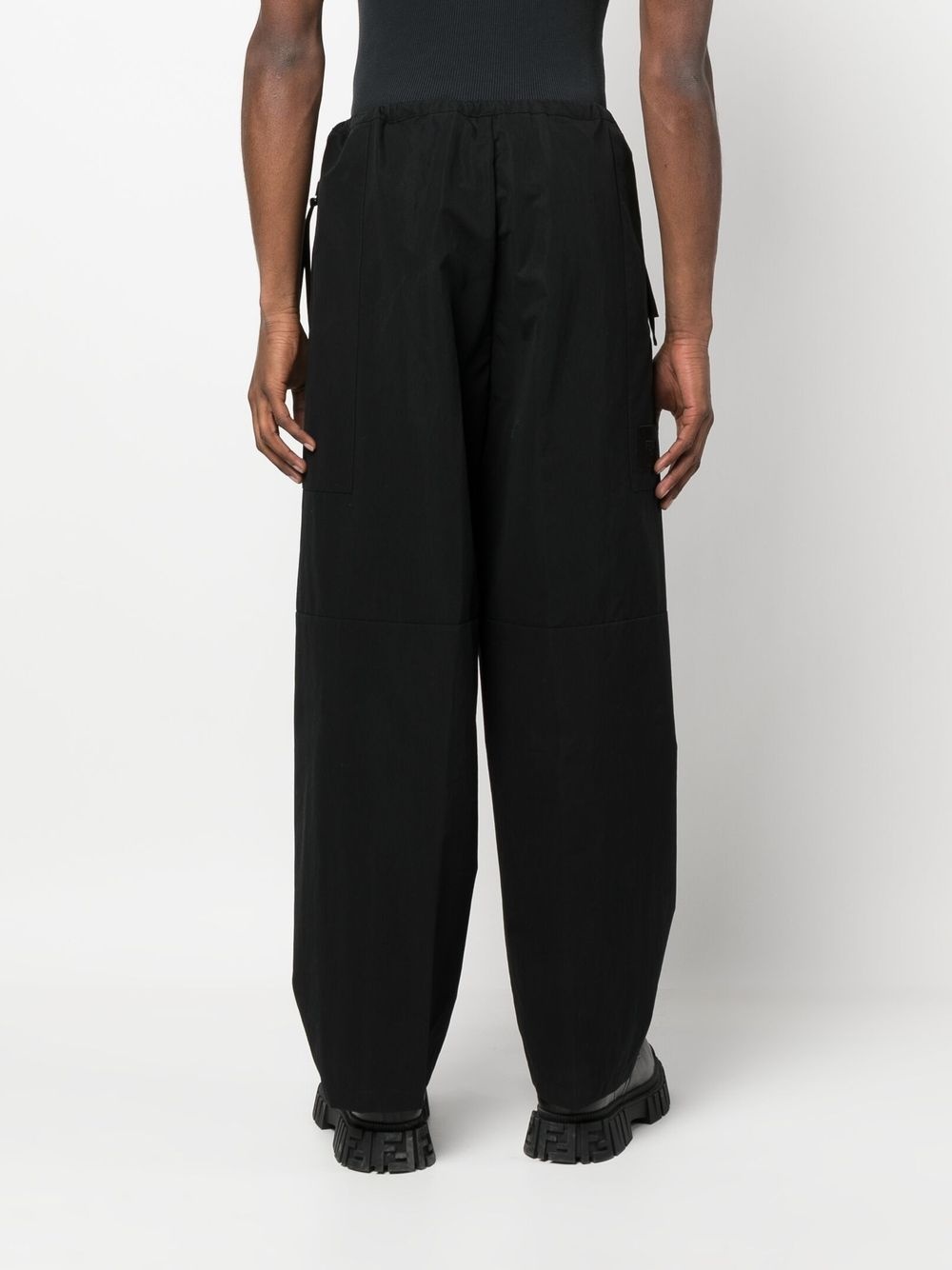 logo-patch wide-leg trousers - 4