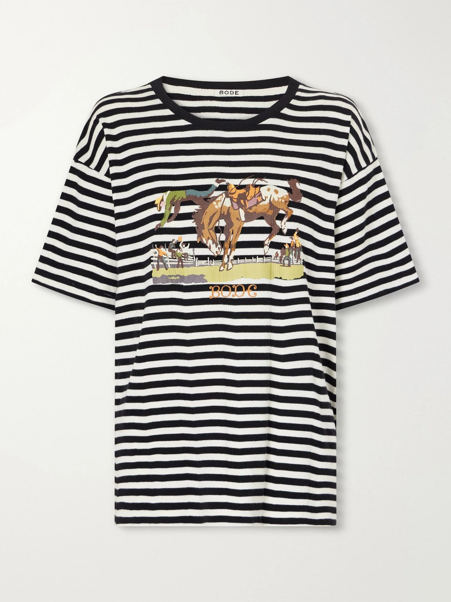 Rodeo printed striped cotton-jersey T-shirt Black - 1