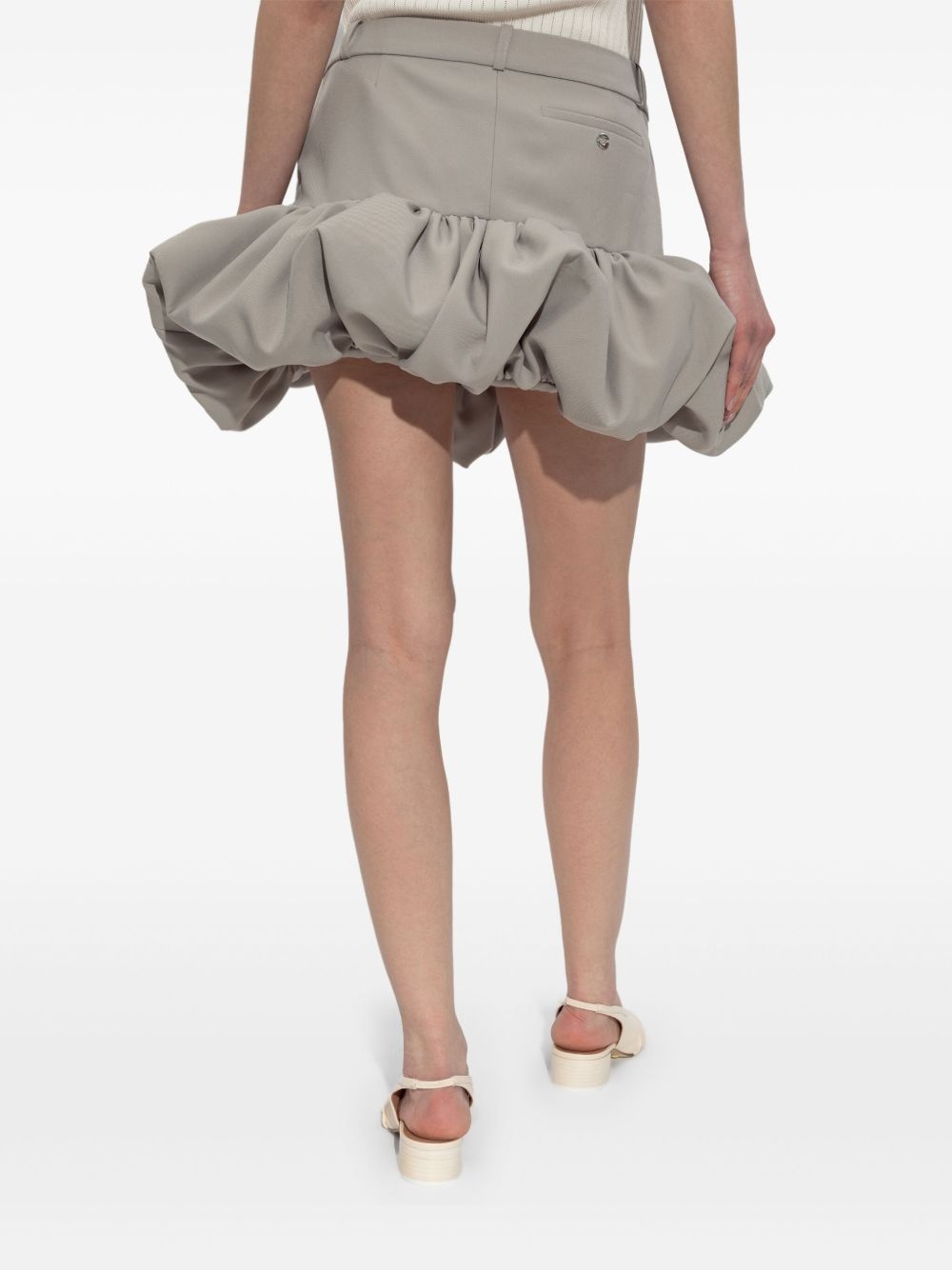 gathered-hem tailored skirt - 4