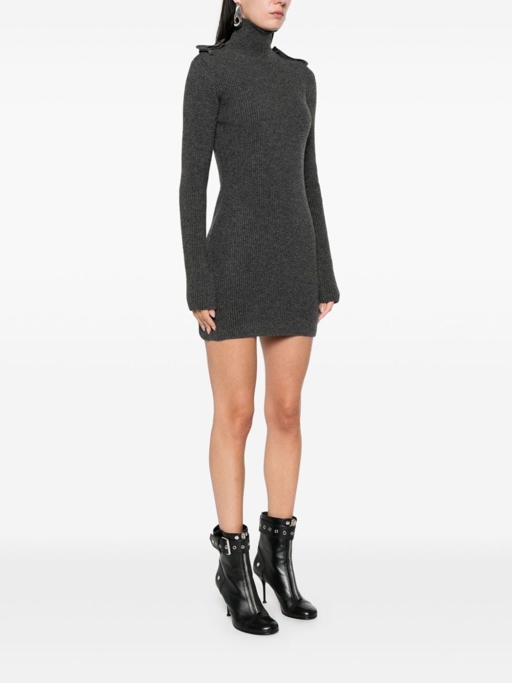 ribbed roll-neck mini dress - 3
