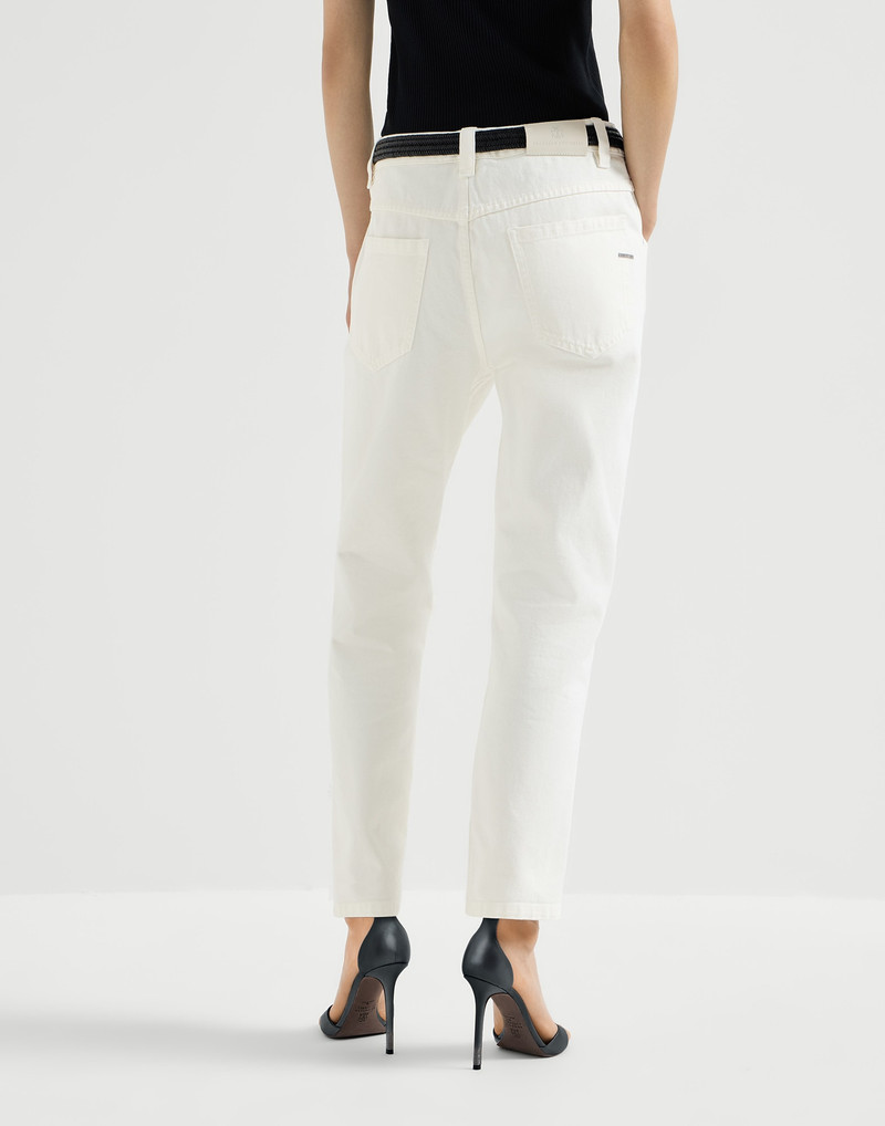 Dyed denim five-pocket straight trousers with shiny bartack 3