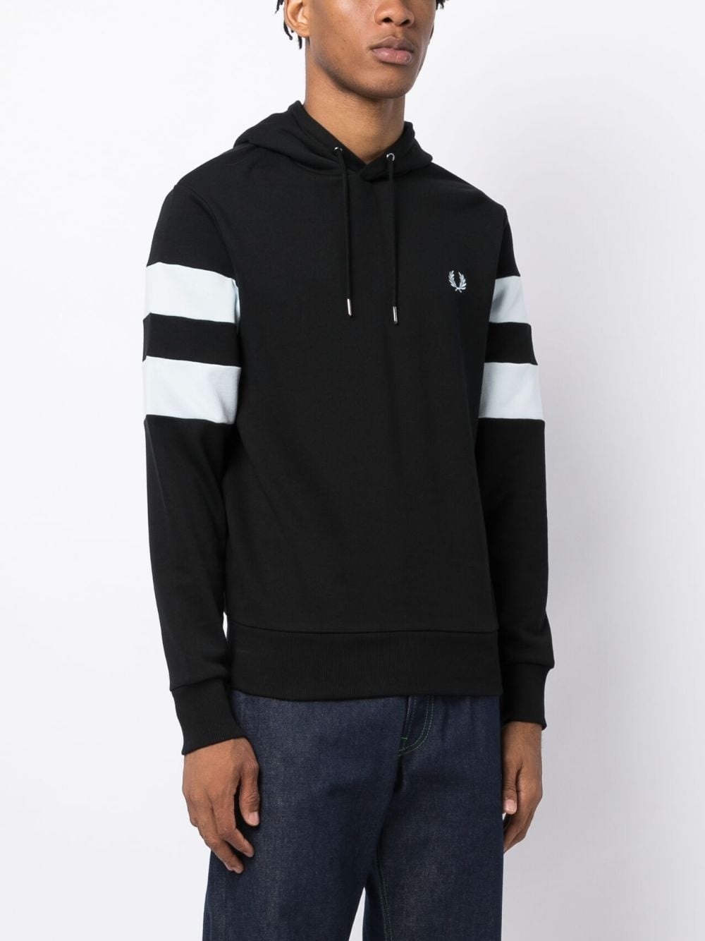 striped sleeve cotton hoodie - 3