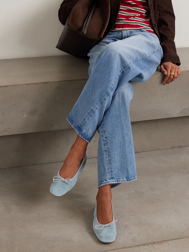 Aeyde Tiby Bow-detailed Suede Ballet Flats outlook