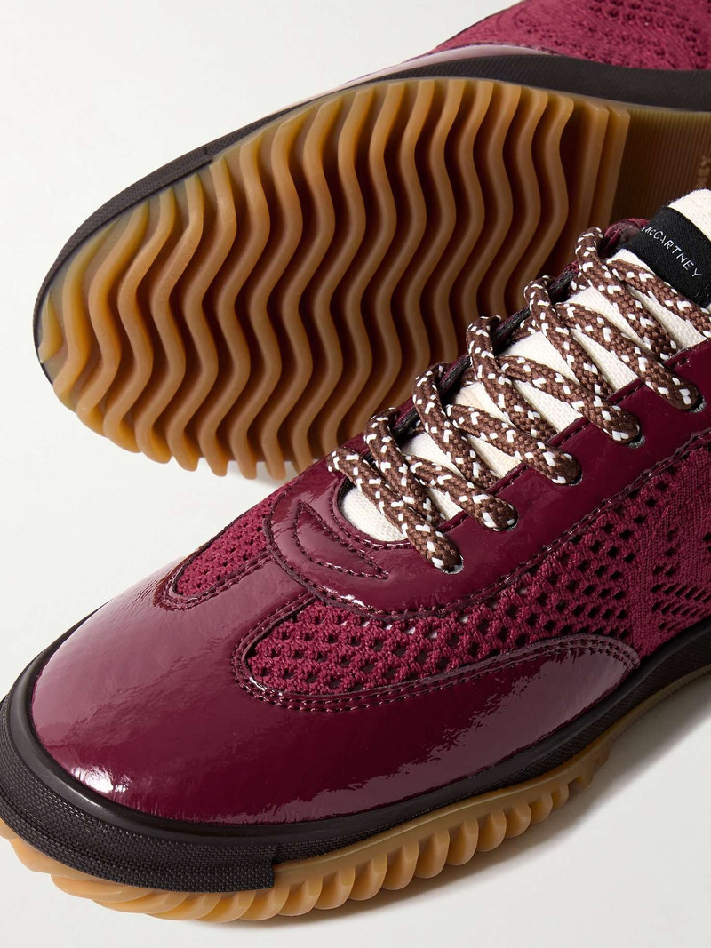 S-Wave Sport mesh, vegan patent-leather and vegan suede sneakers Burgundy 4