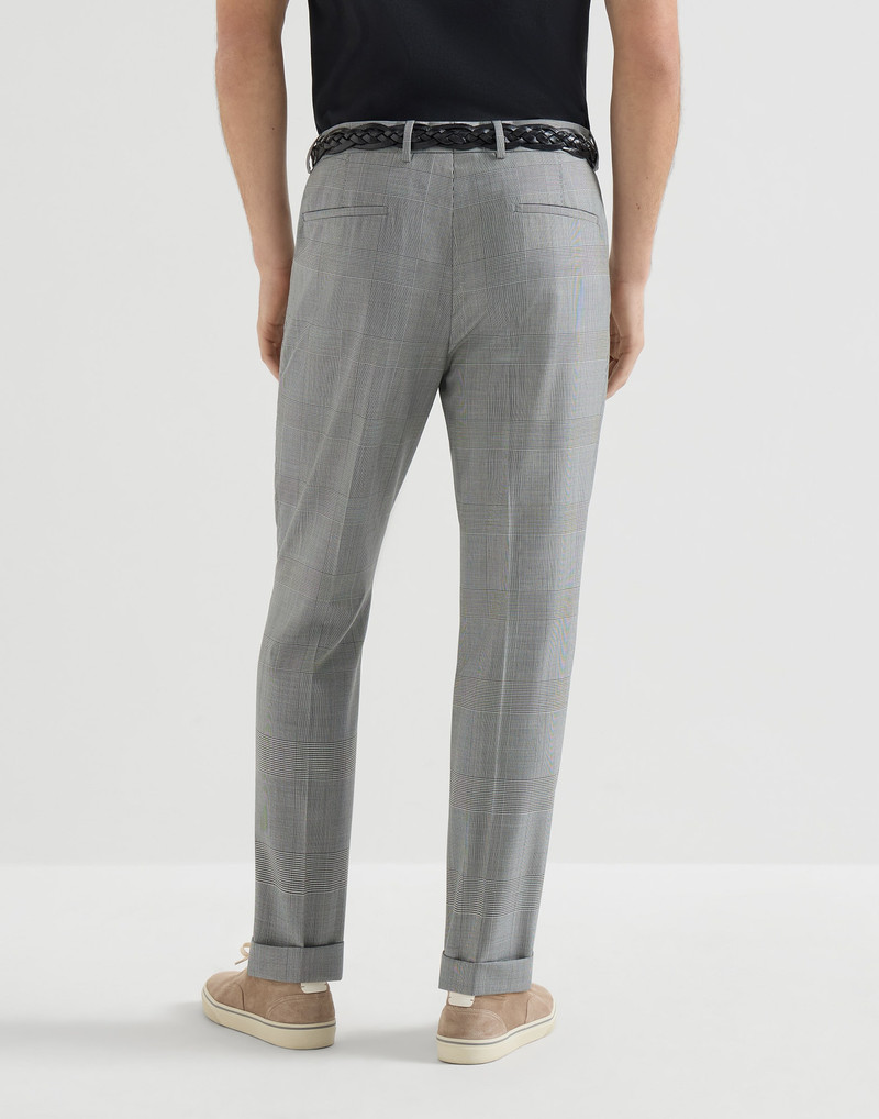 Virgin wool Prince of Wales trousers with pleat 3