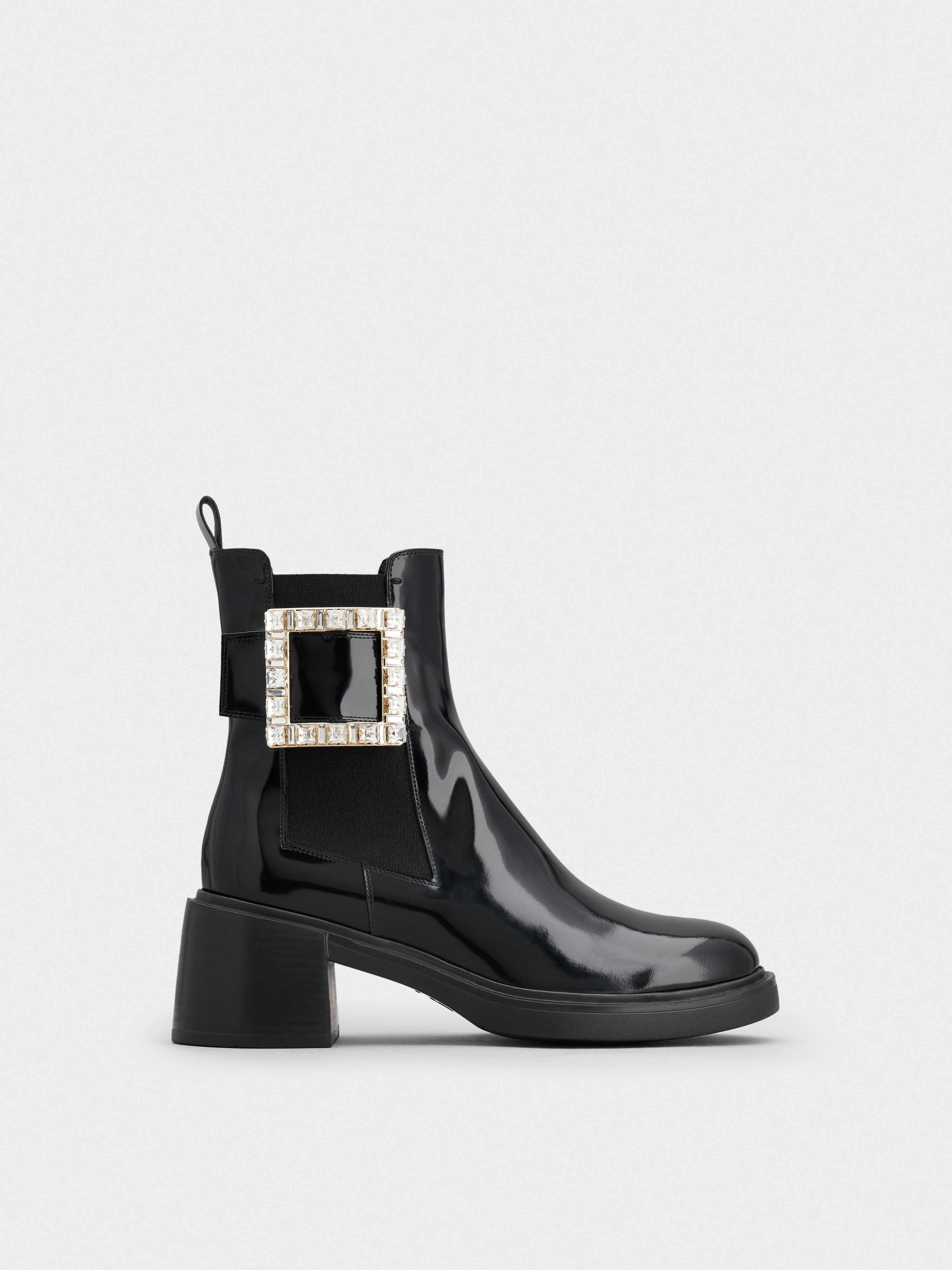 Viv' Rangers Strass Buckle Chelsea Ankle Boots in Leather - 1