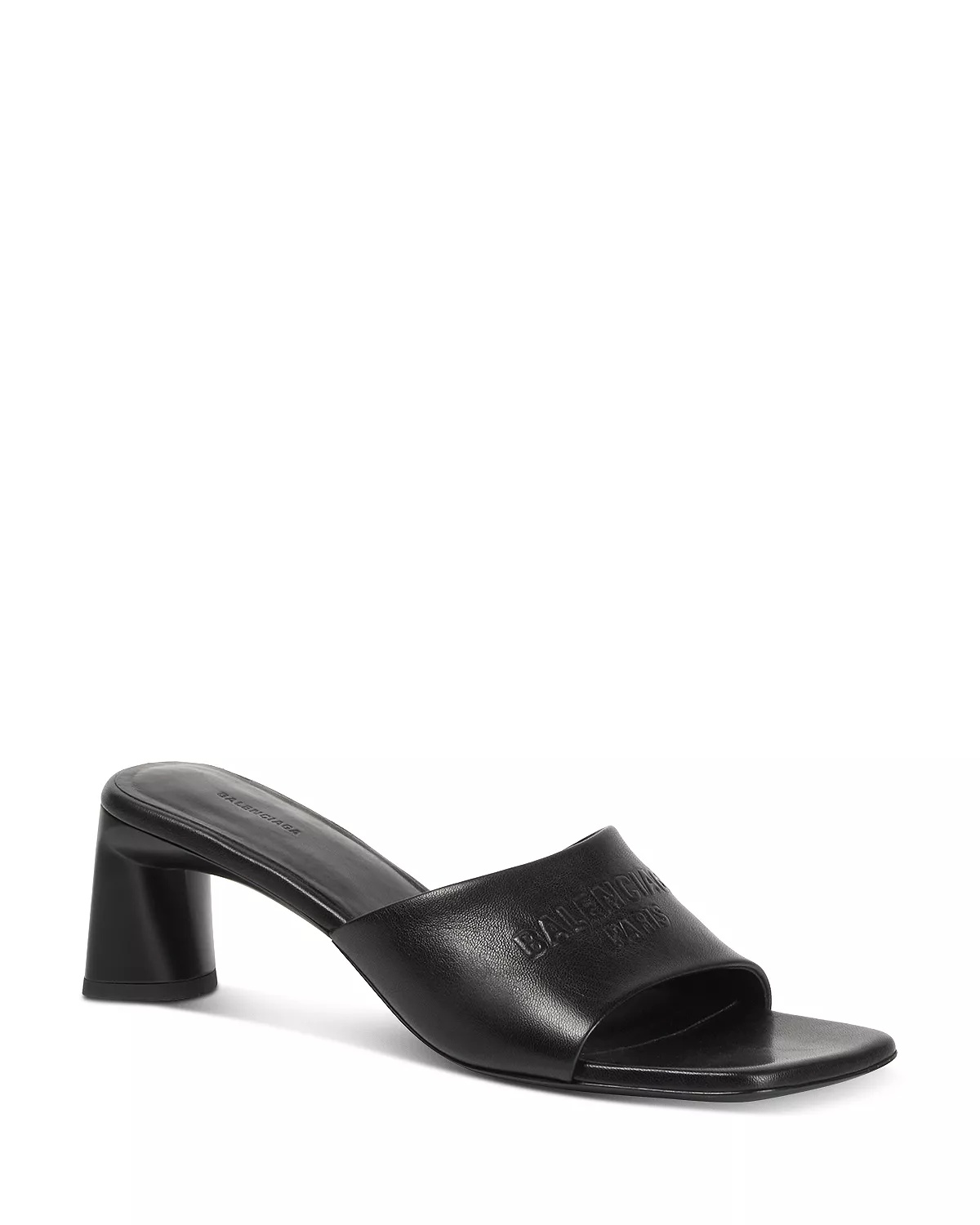 Women's Embossed Logo Heeled Slide Sandals - 1