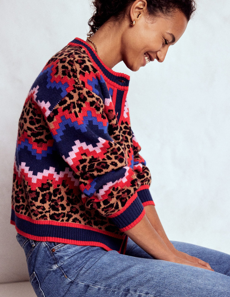 Abi Jacquard Cardigan-Multi Fair Isle, Leopard 4