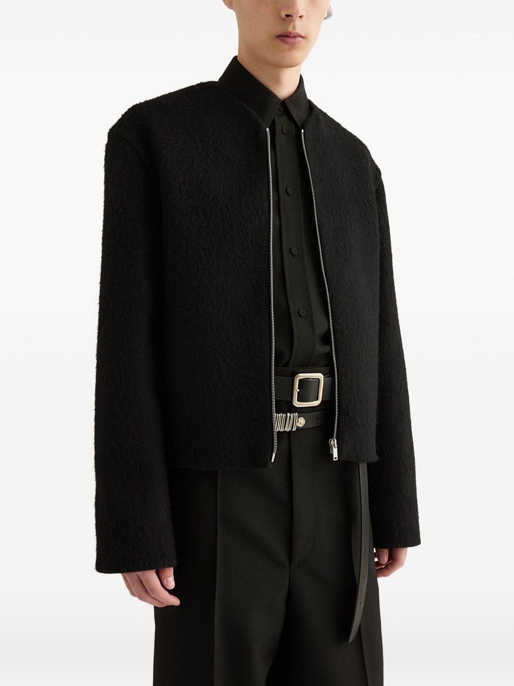 zip-front textured jacket - 2