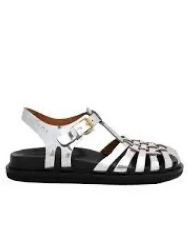 ■MARNI■ Mirrored Leather Fisherman's Sandals Silver SAMS01 Marni Mirror Leather Fisherman Sandals Silver | balaan
