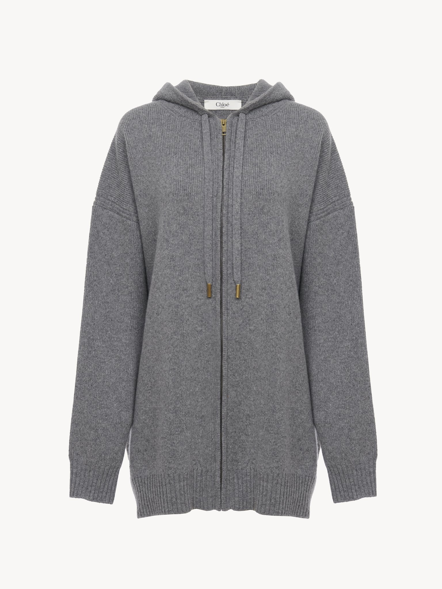 OVERSIZED ZIPPED HOODIE IN WOOL & CASHMERE KNIT - 2