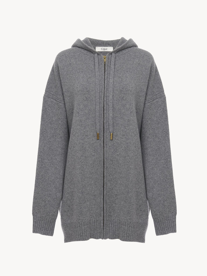 Chloé OVERSIZED ZIPPED HOODIE IN WOOL & CASHMERE KNIT outlook