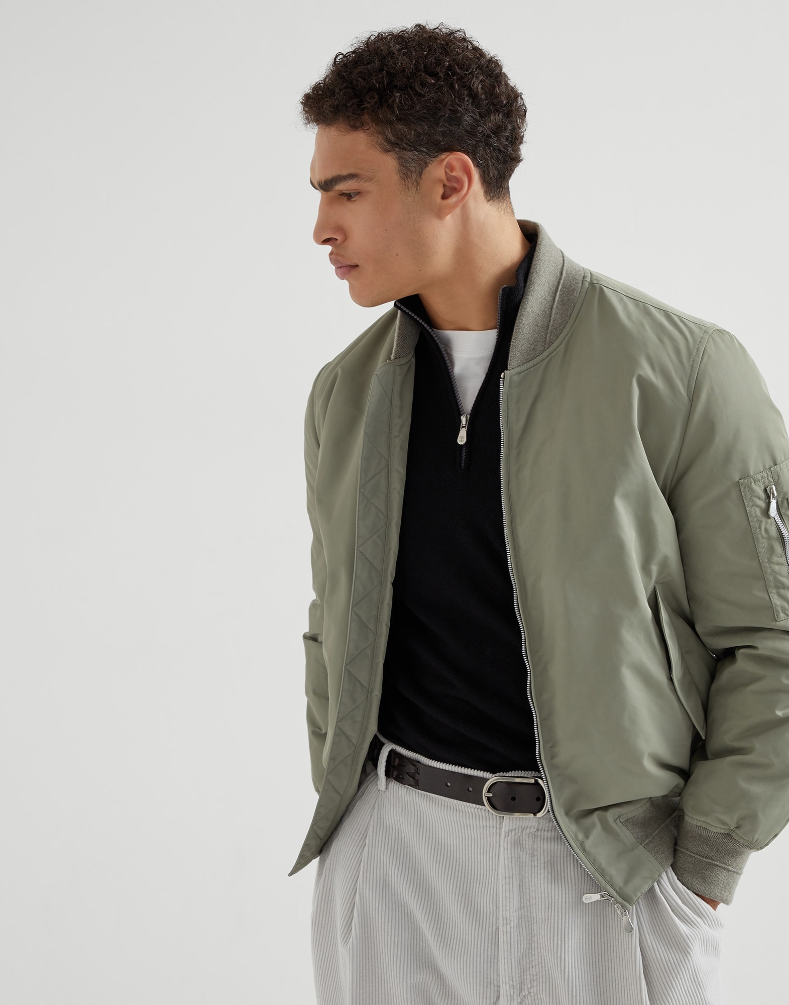 Cashmere sweater with half zip - 4