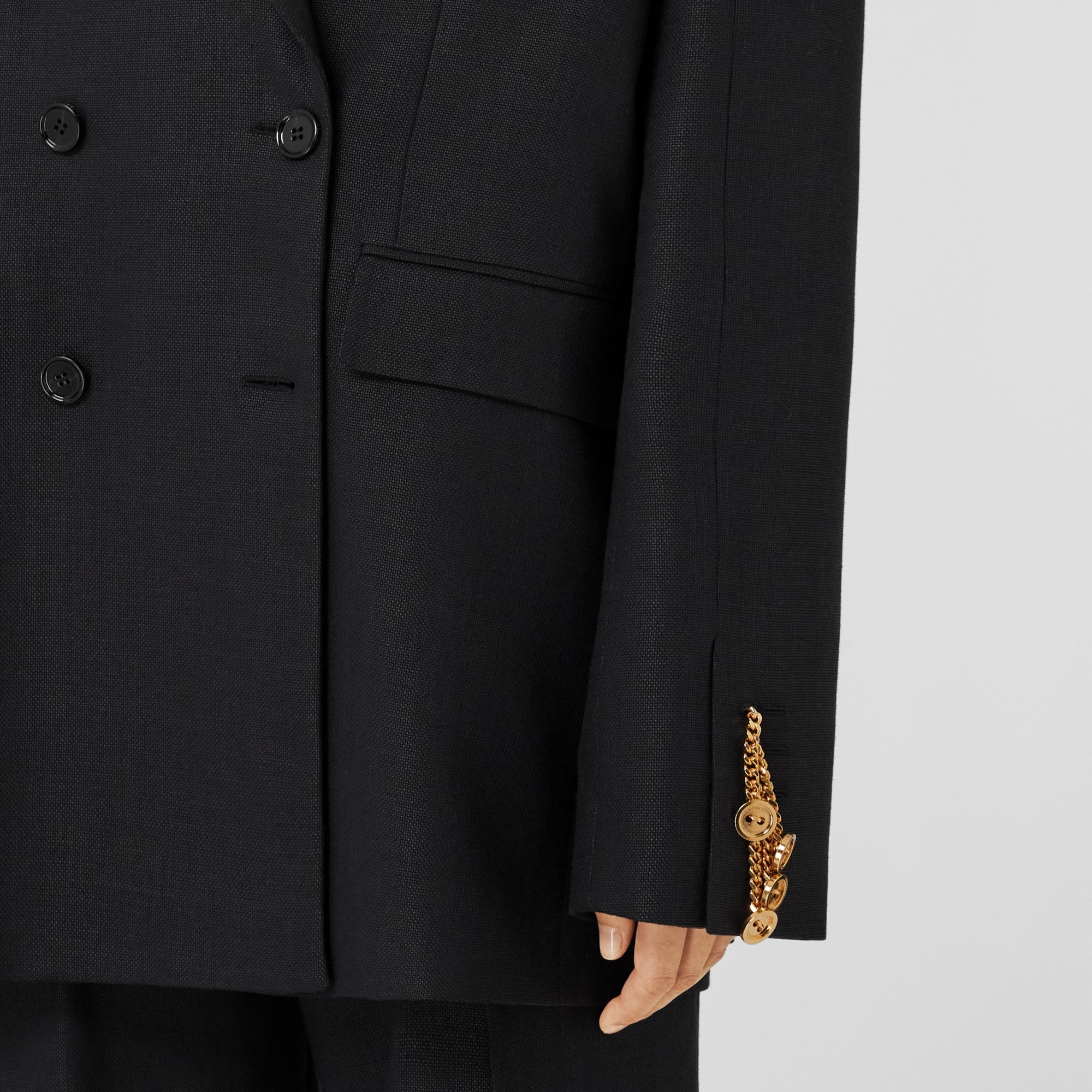 Chain-link Cuff Wool Ramie Tailored Jacket - 5