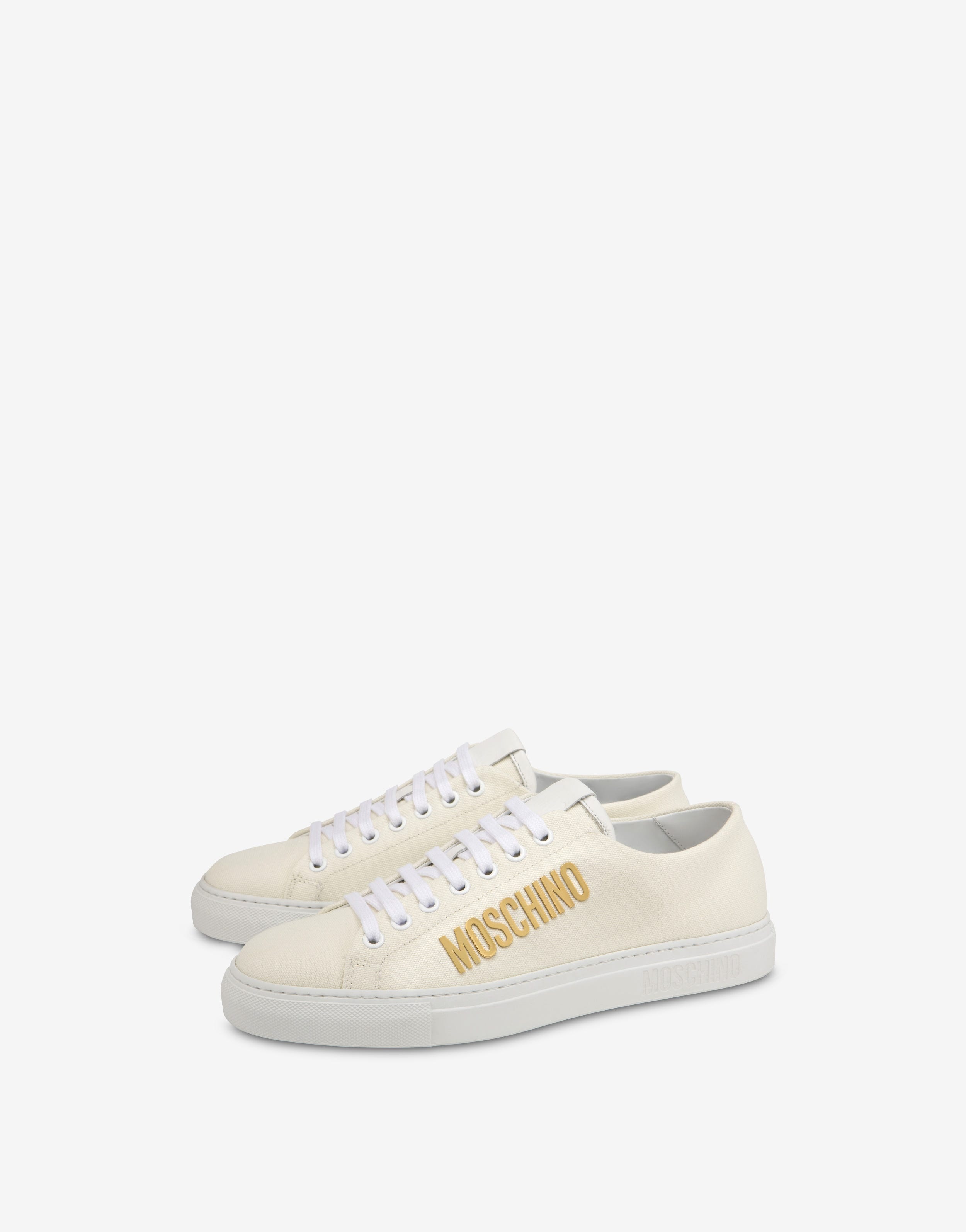 CANVAS SNEAKERS WITH METAL LOGO - 1