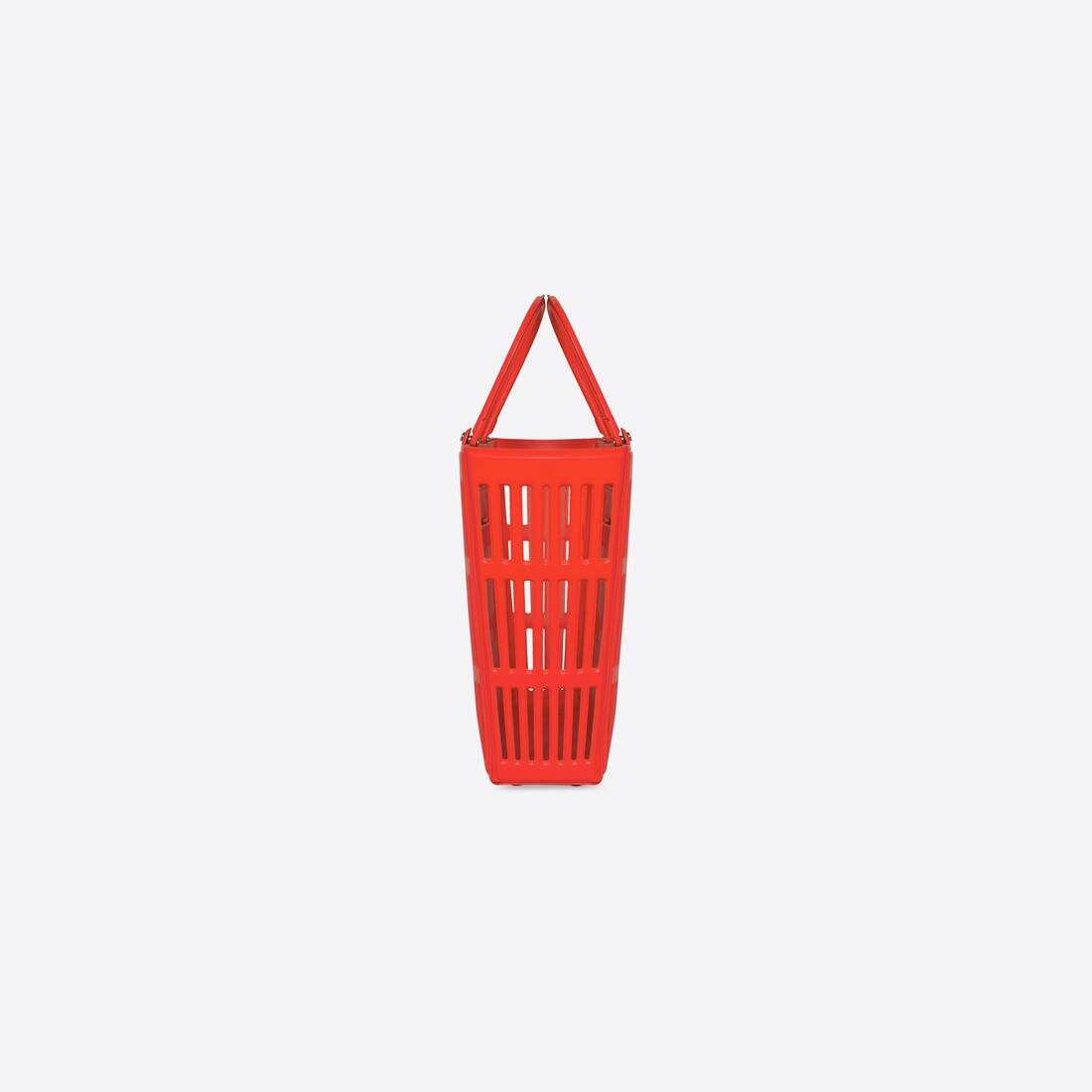 Mag Large Basket Bag In Thermoformed Smooth Calfskin in Red - 3