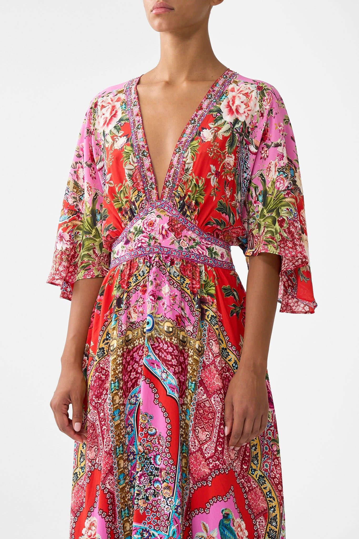 WAISTED DRESS WITH HEM RUFFLE - 5