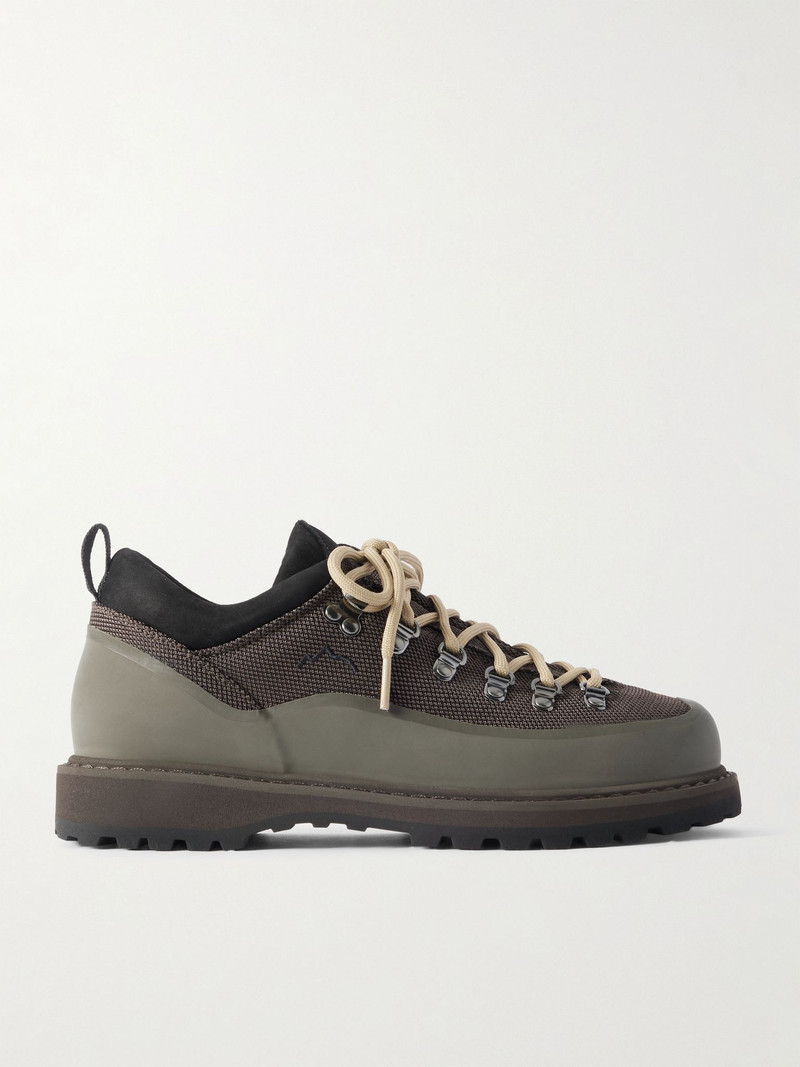 Roccia Basso Sport Rubber and Suede-Trimmed Tech-Shell Hiking Boots Brown - 1