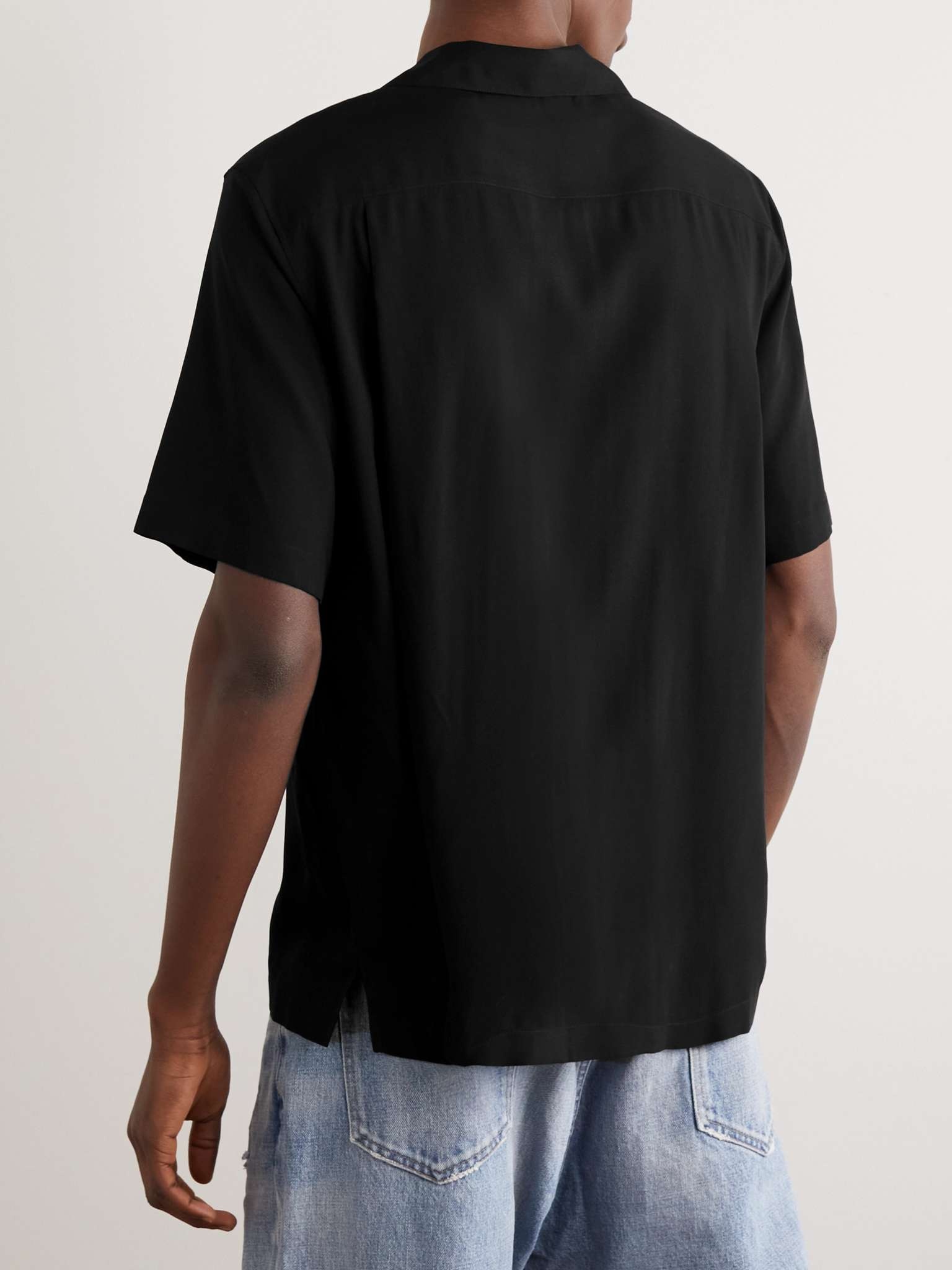 Convertible-Collar Studded Satin Shirt - 3