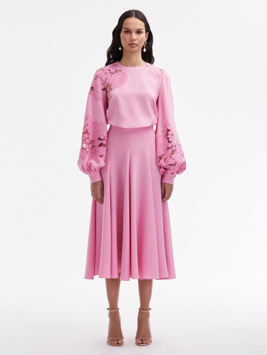 SILK GEORGETTE MIDI SKIRT - 1