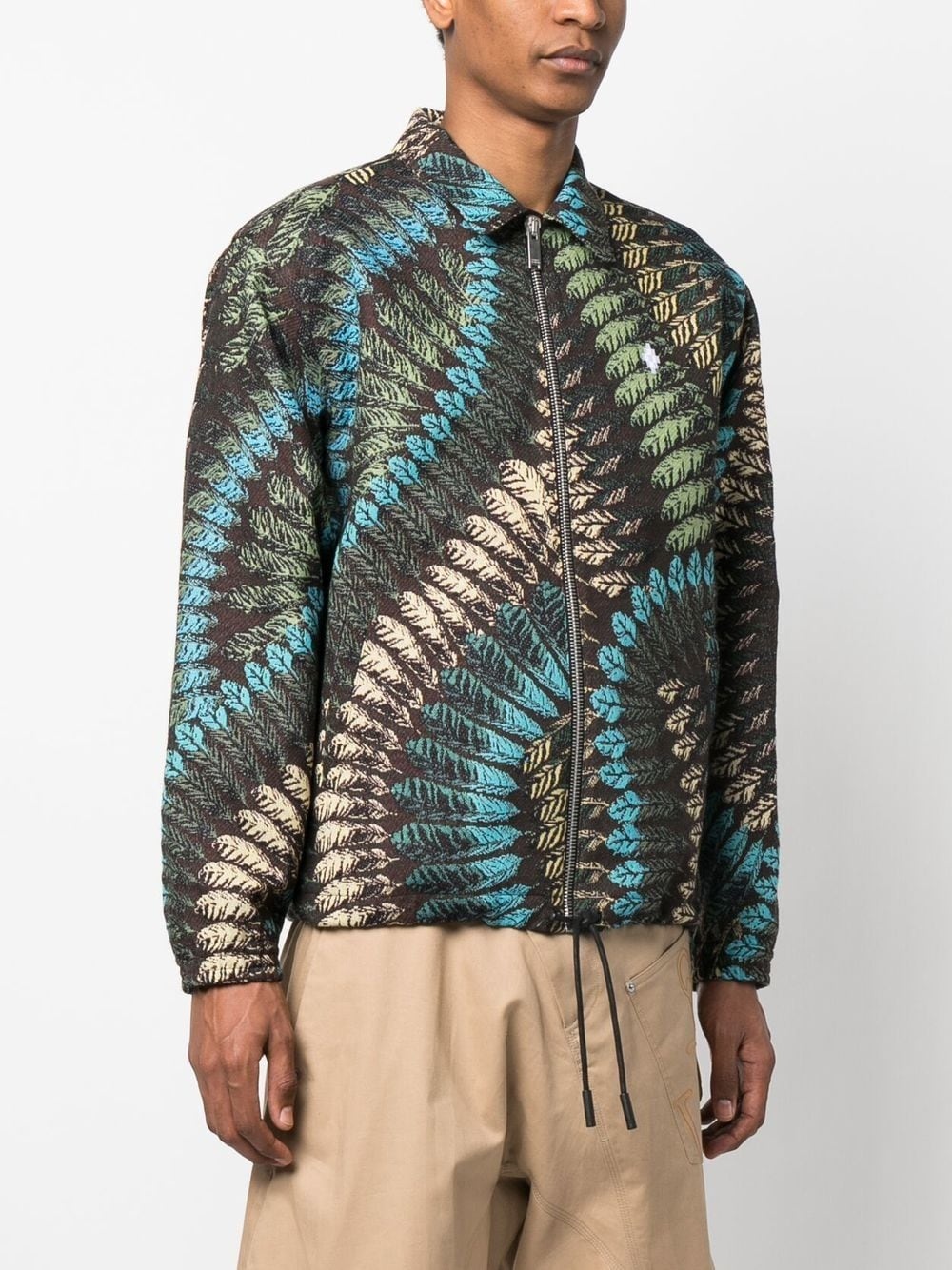 leaf-jacquard bomber jacket - 3