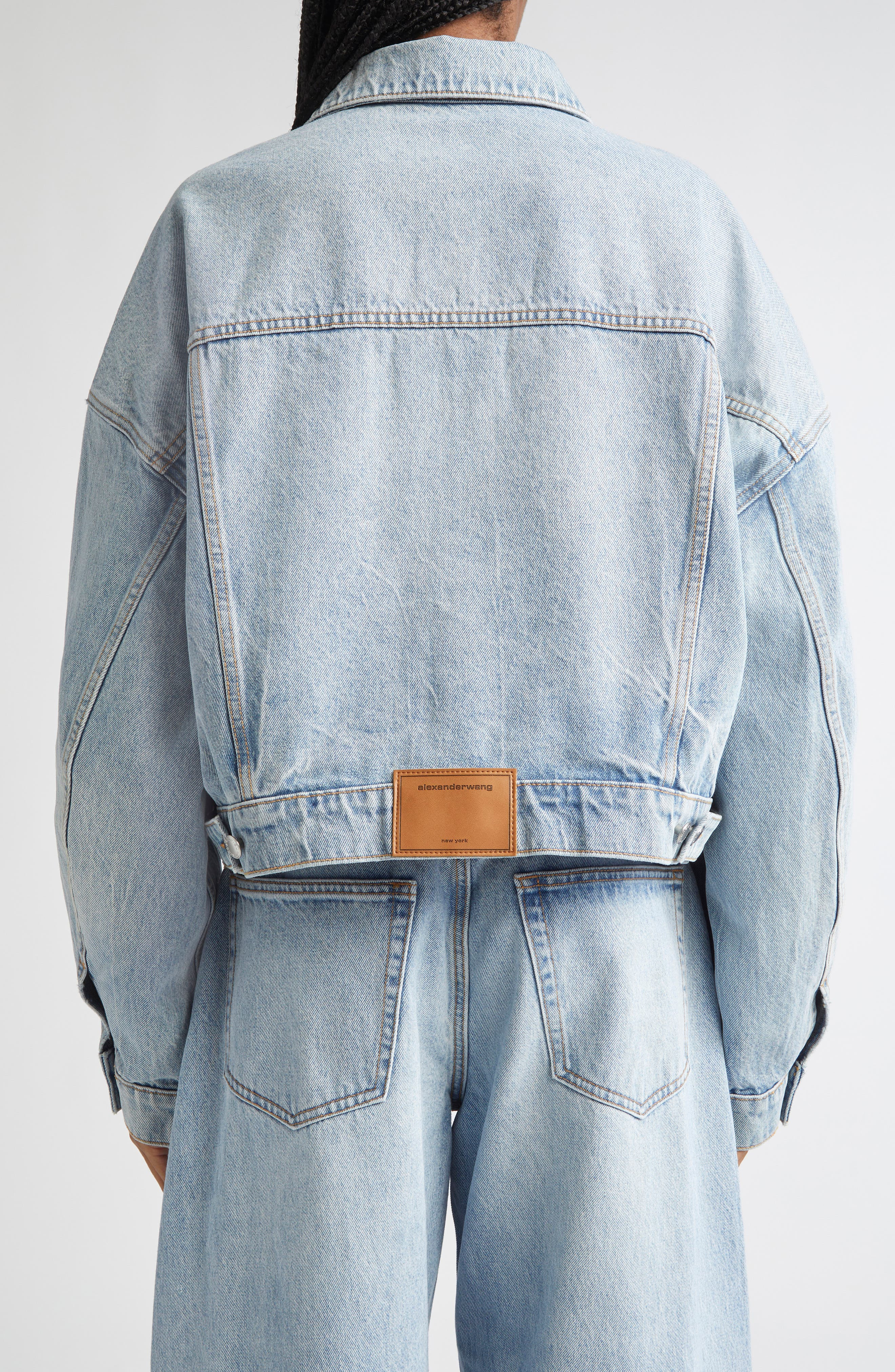Alexander Wang Clip Denim Trucker Jacket in Vintage Bleach Blue at Nordstrom - 3