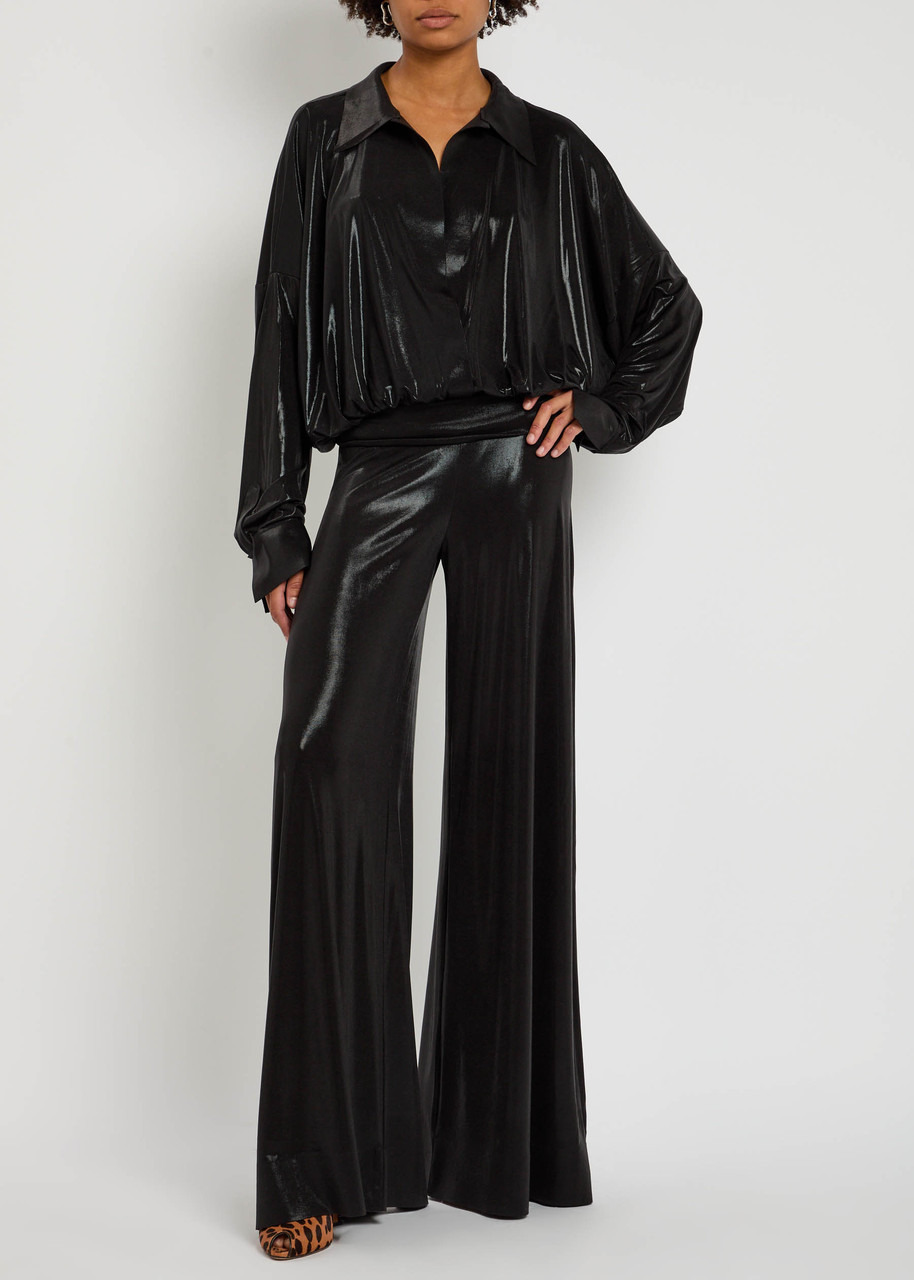 Norma Kamali Pearlescent Stretch-jersey Shirt Bodysuit - 4