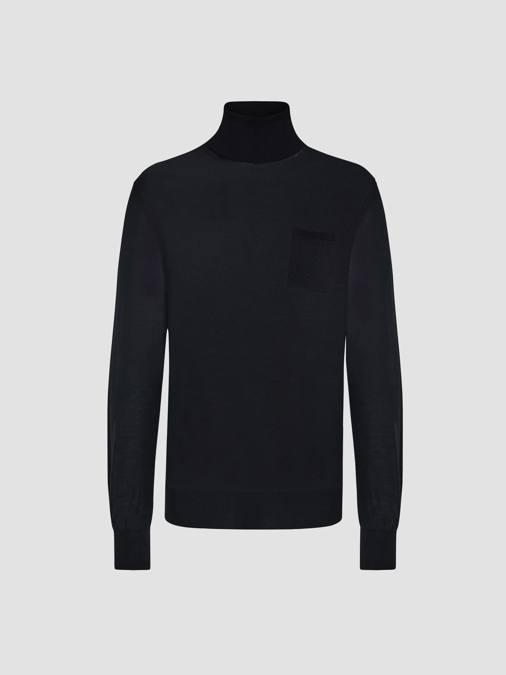 Men's Mock Turtleneck Wool Sweater - Nero - 1