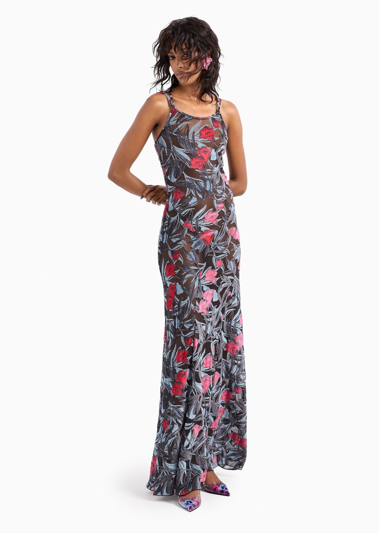 Viscose-blend floral jacquard long dress - 4