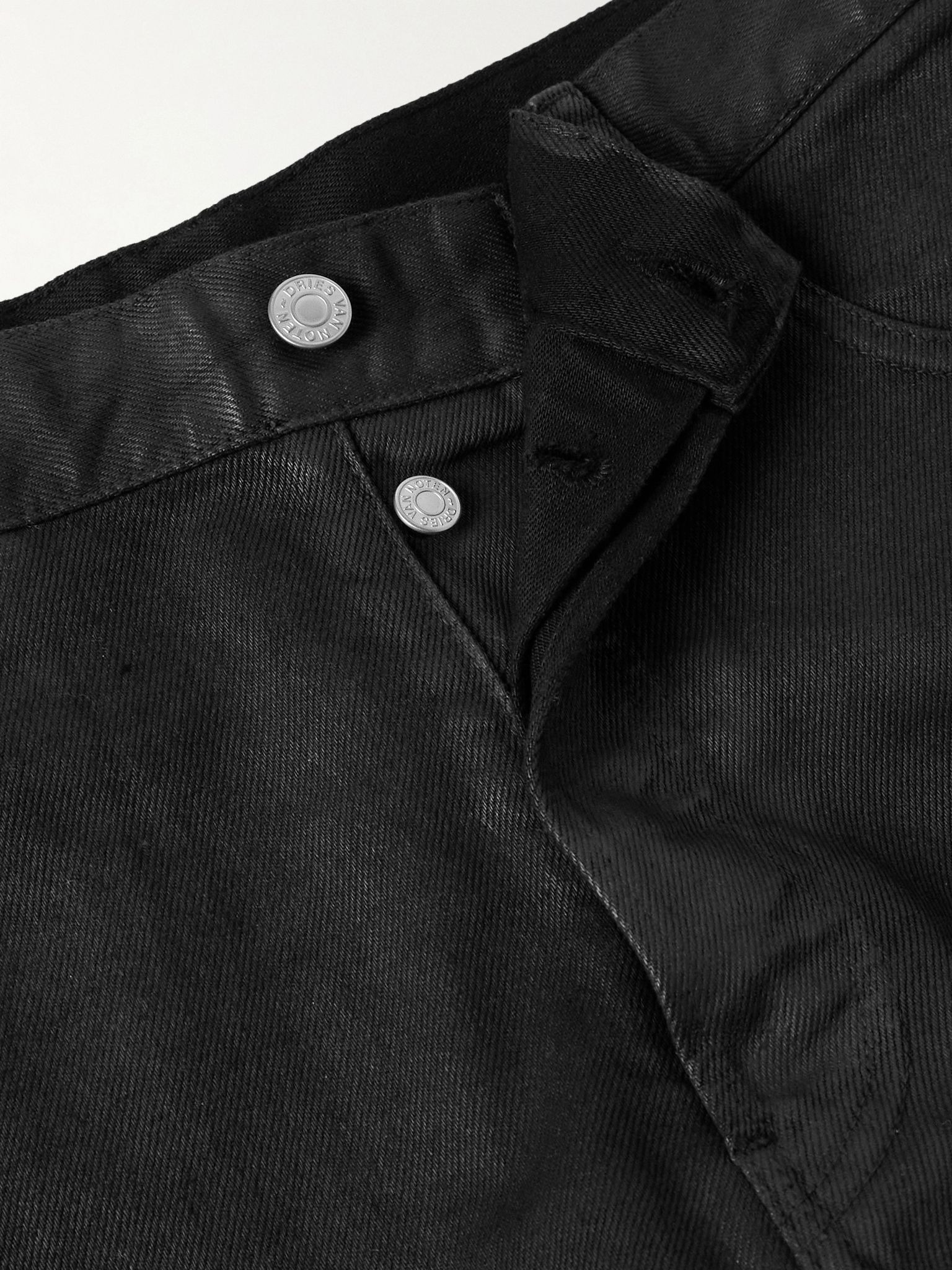 Straight-Leg Coated Jeans Black - 6