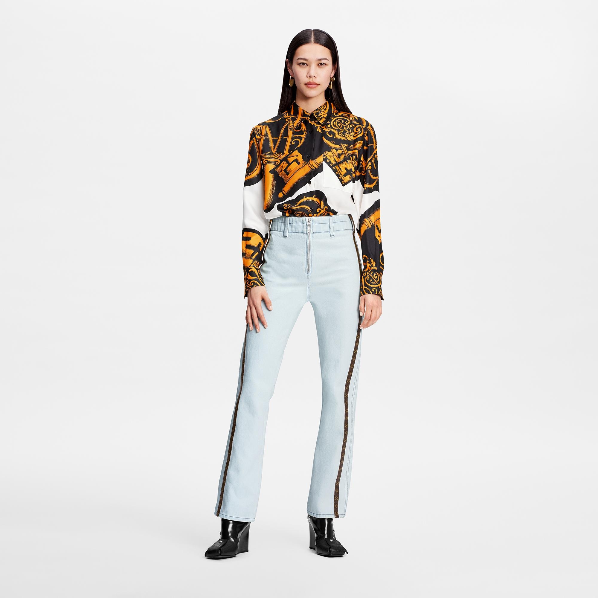Monogram Accent Washed Denim Jeans - 2