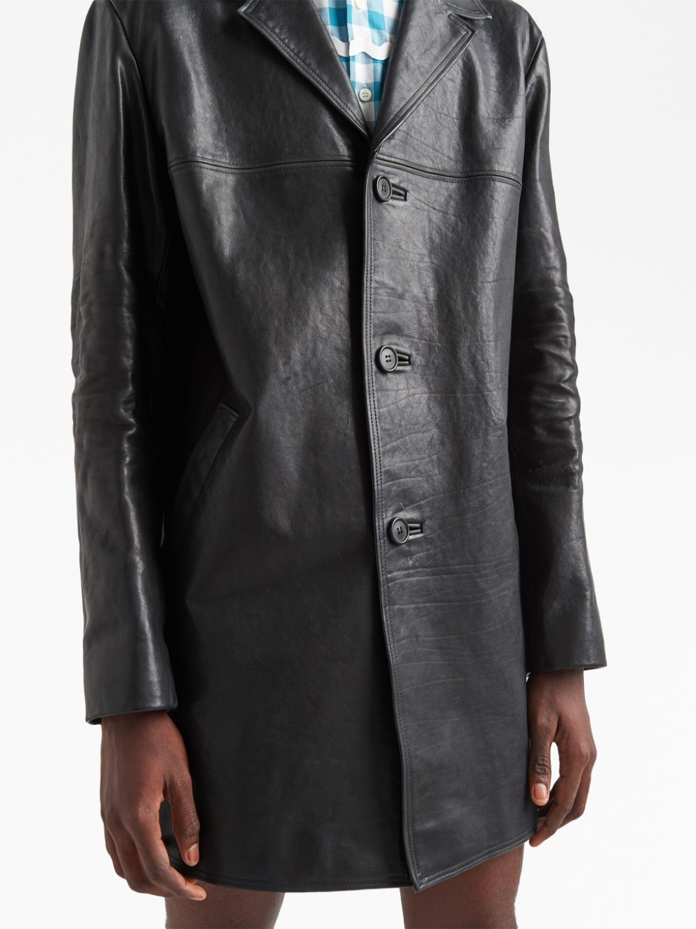 Prada single-breasted leather coat | farfetch | REVERSIBLE