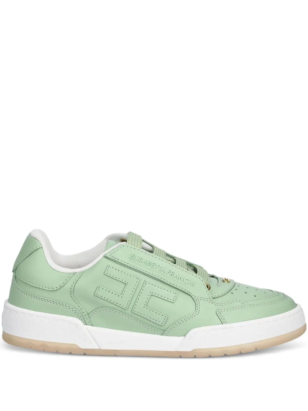 logo-plaque leather trainers - 1