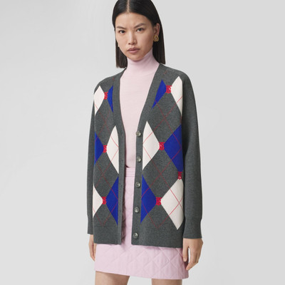 Burberry Monogram Motif Argyle Intarsia Cashmere Blend Cardigan outlook