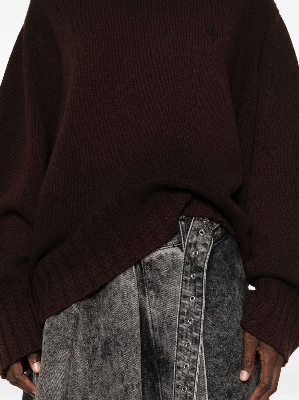 asymmetric ribbed-knit sweater - 5