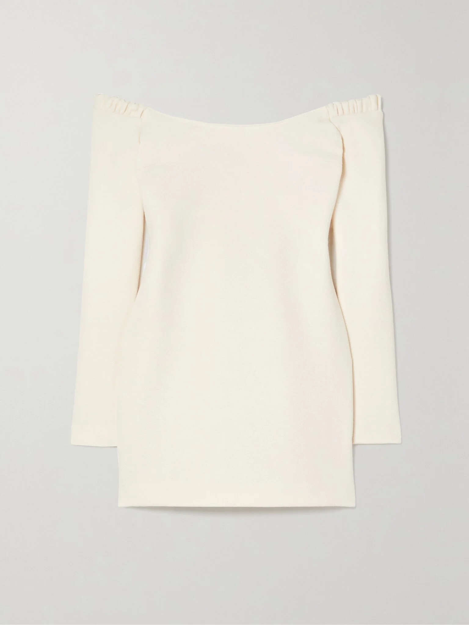 Octavia off-the-shoulder wool-crepe mini dress Off-white - 1