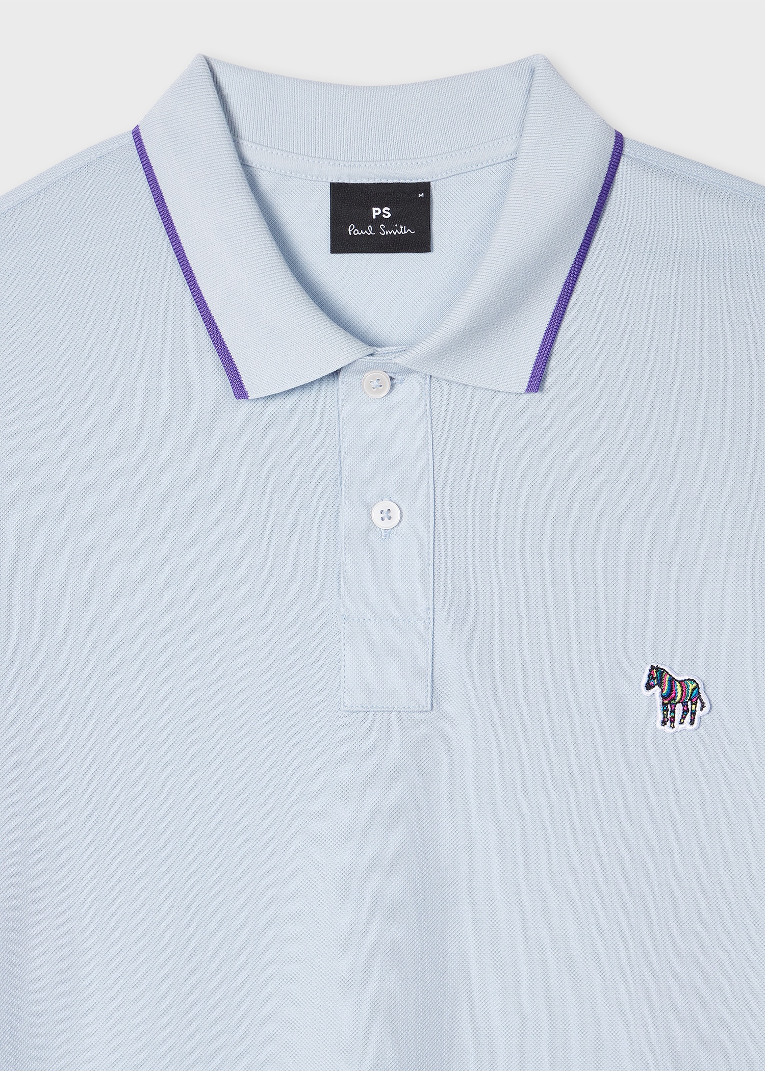 Slim-Fit Pale Blue Zebra Logo Polo Shirt With Contrast Tipping - 2