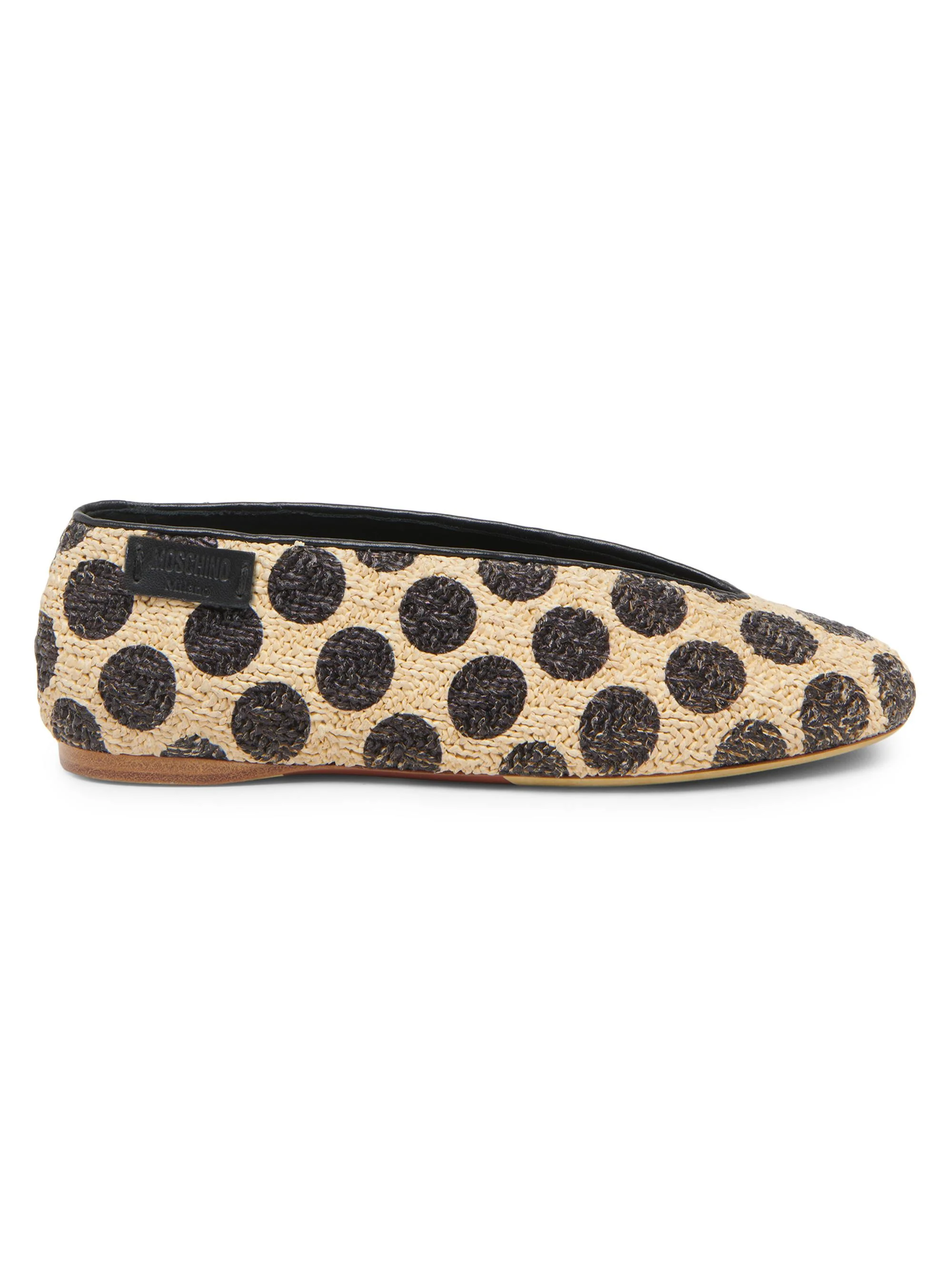 Women's Printed Raffia Ballerina Flats - Natural Black - 1