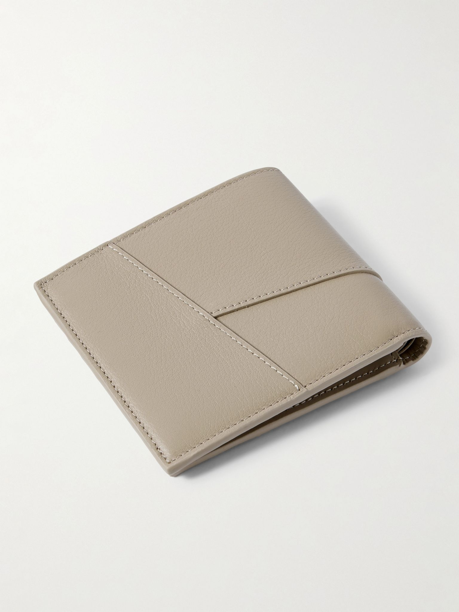 Puzzle Logo-Embossed Leather Billfold Wallet Beige - 2