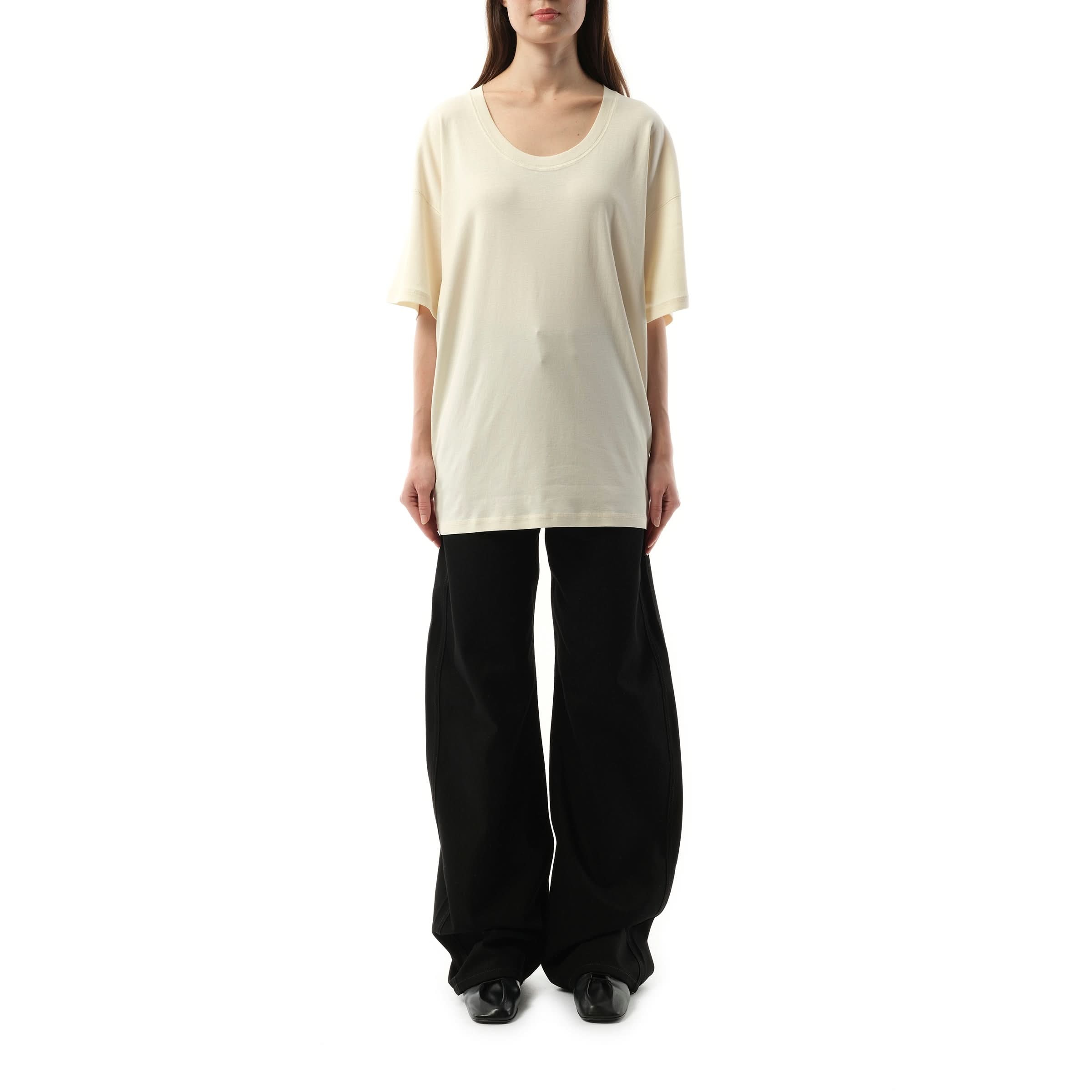 Rib T-Shirt in Light Cream - 4
