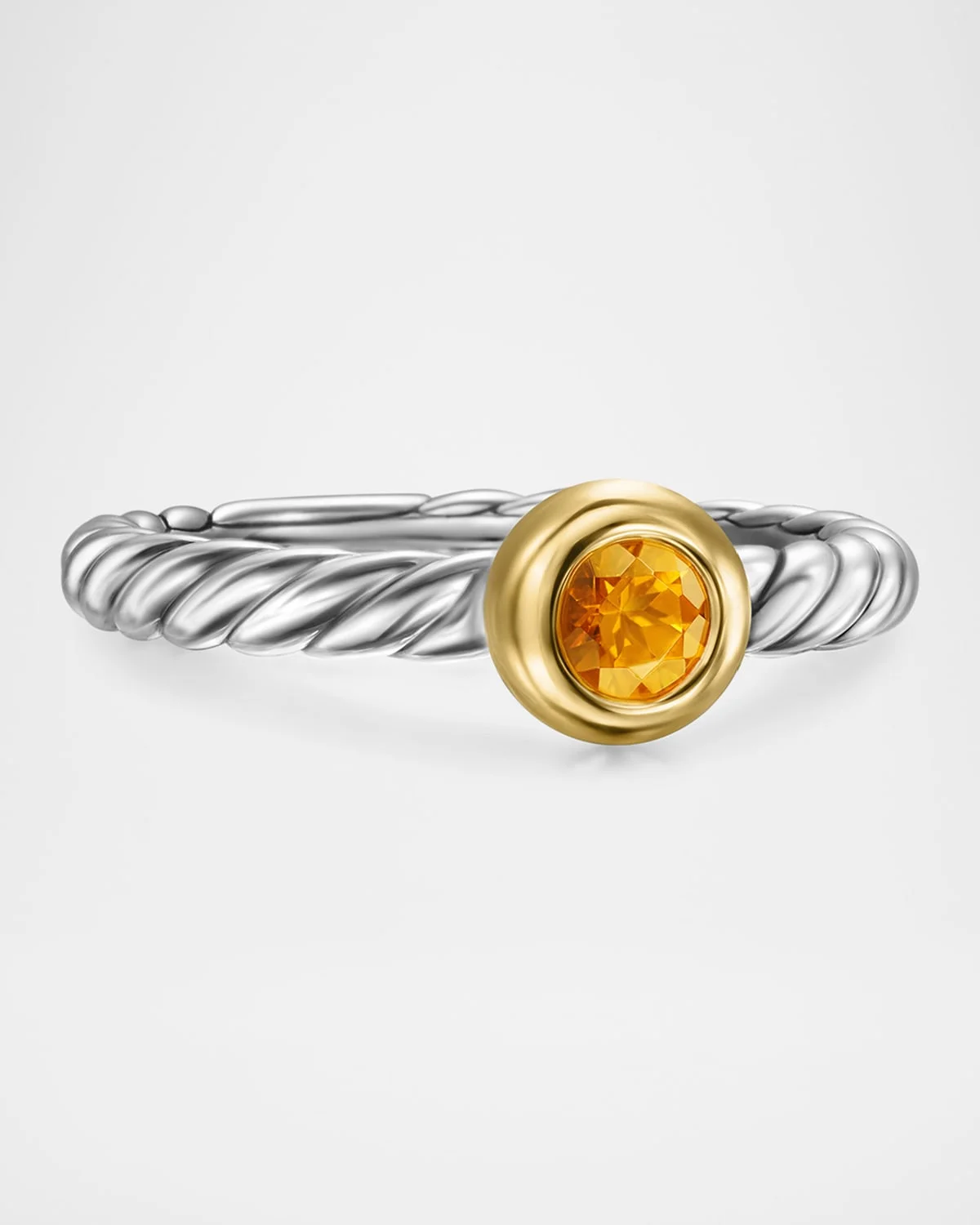 Cable Flex Ring with Gemstone in Silver and 14K Gold, 2.8mm - 1