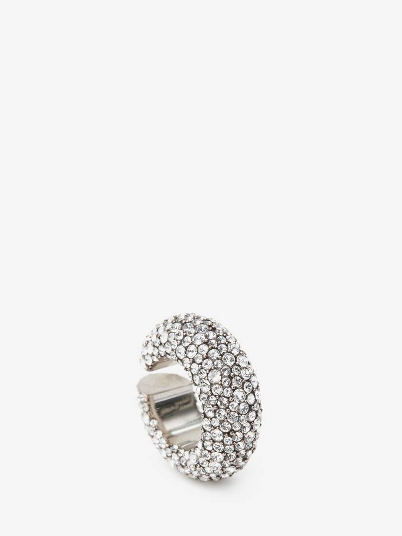 Women's Pave Chunky Single Hoop Ear Cuff in Antique Silver - 5