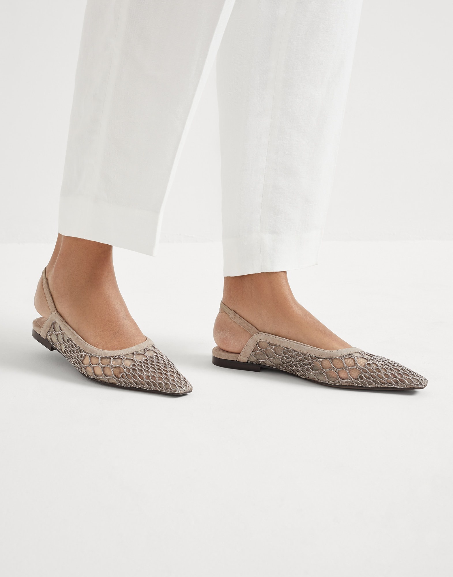 Precious net embroidery slingback flats - 4