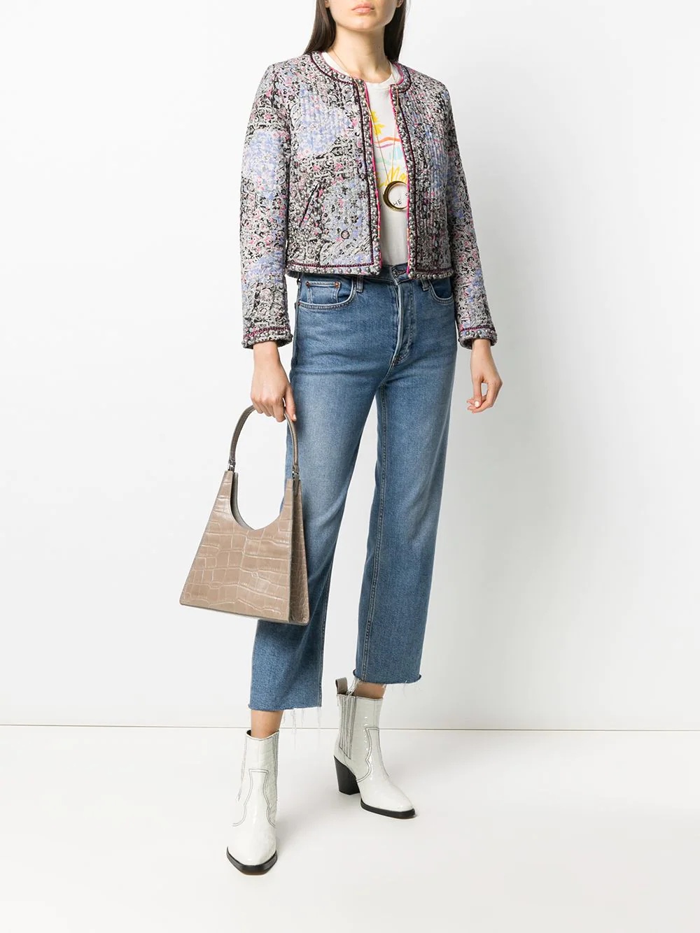 paisley print cropped jacket - 2