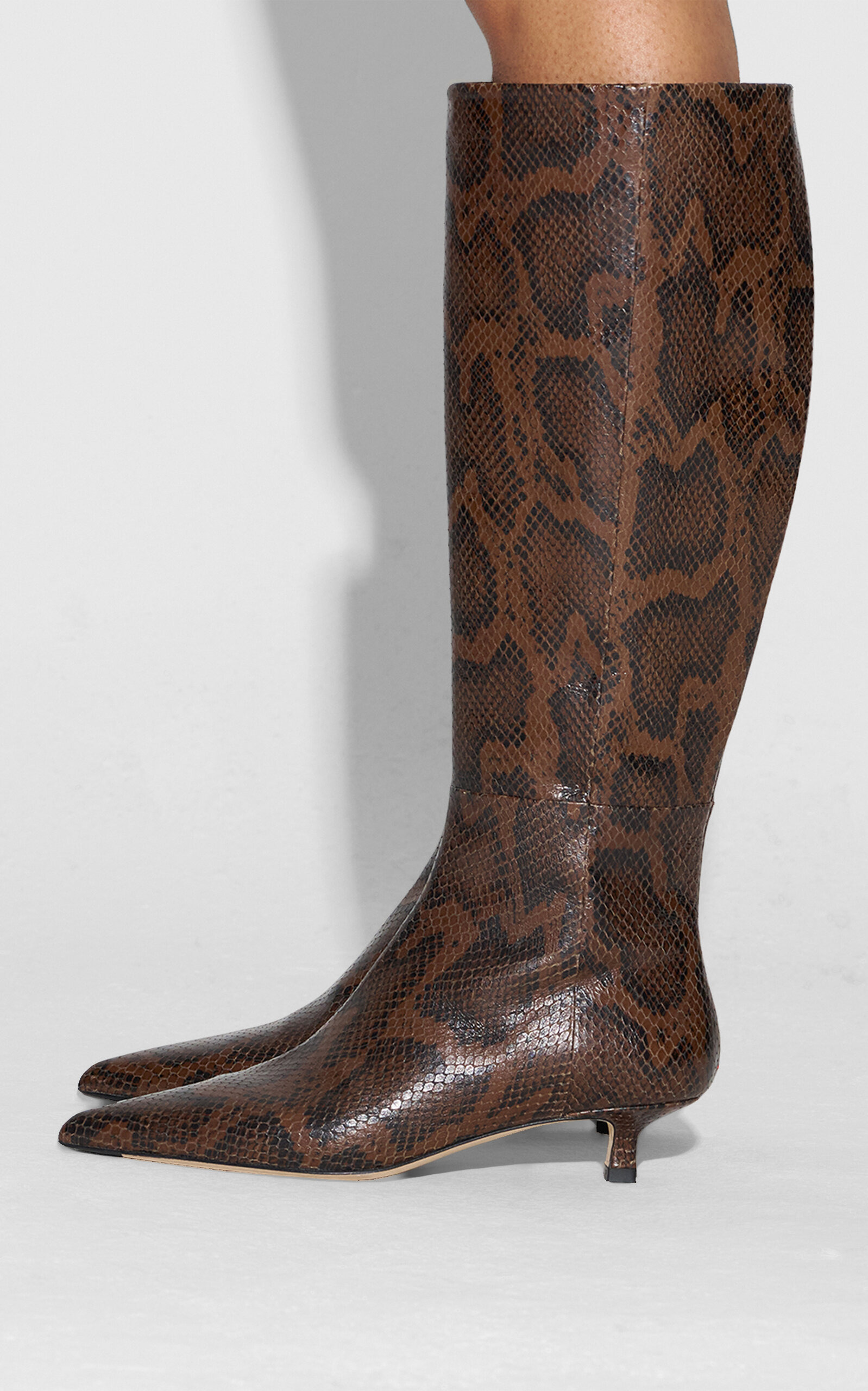 Sabrina Snake-Effect Leather Knee Boots brown - 4