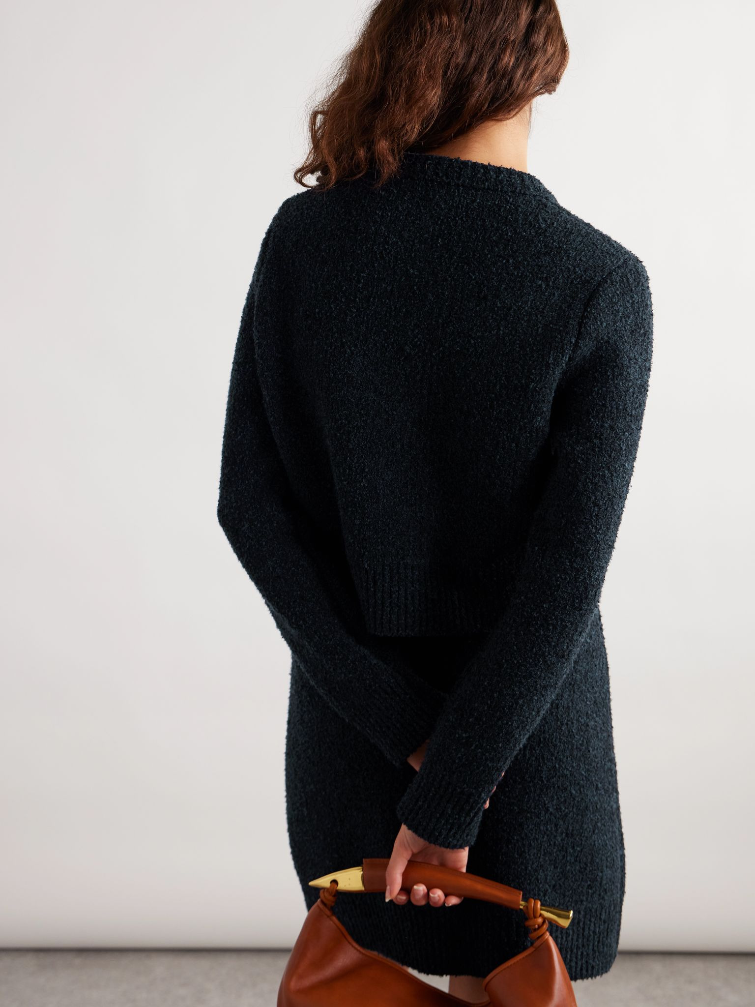 Wool-blend bouclé cardigan Navy - 3