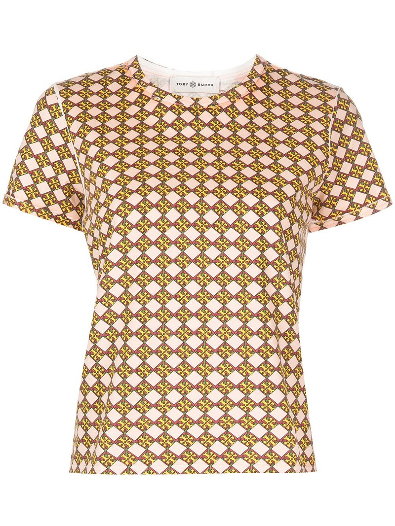 logo-check cotton T-shirt 1