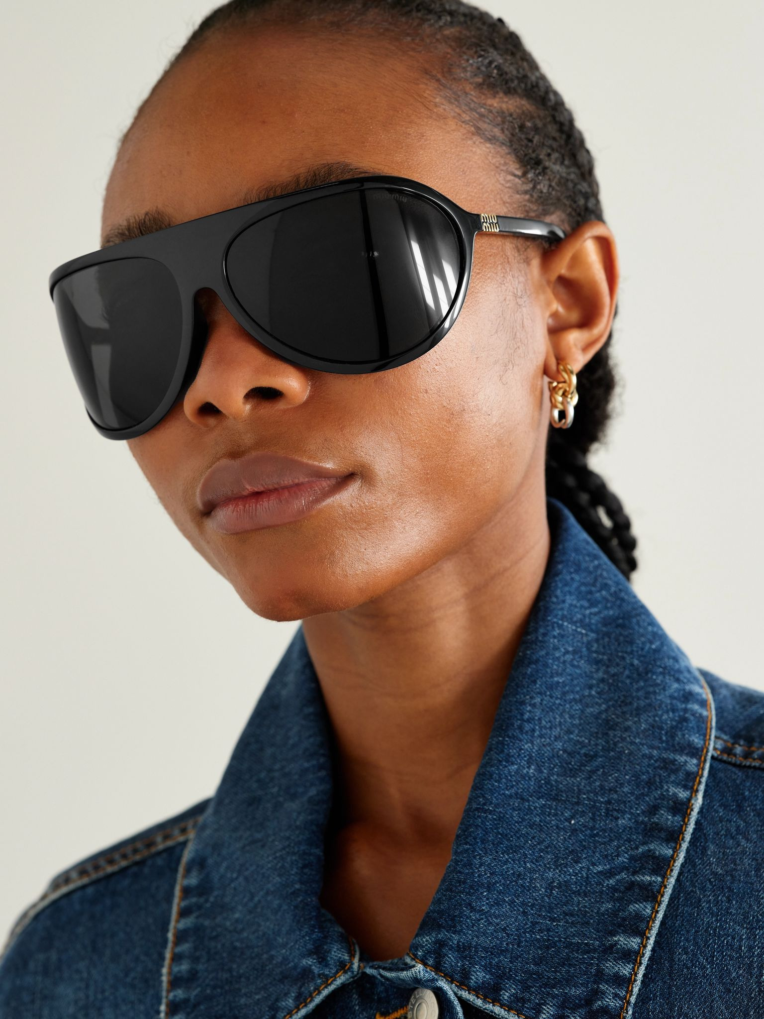 Oversized D-frame acetate sunglasses Black - 2