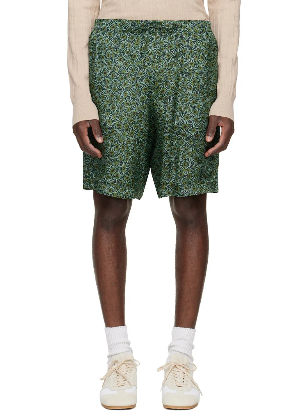 Green Viscose Shorts - 1